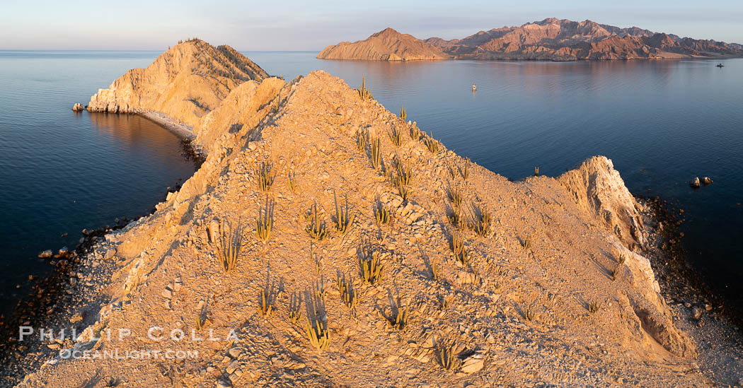 Isla Angel de la Guarda at Sunset, Aerial Photo, Sea of Cortez, Mexico.  Guardian Angel island is part of the Midriff Islands in Mexico's Sea of Cortez. Baja California, natural history stock photograph, photo id 40336