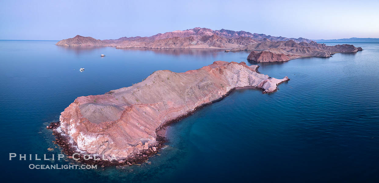 Isla Angel de la Guarda at Sunset, Aerial Photo, Sea of Cortez, Mexico.  Guardian Angel island is part of the Midriff Islands in Mexico's Sea of Cortez. Baja California, natural history stock photograph, photo id 40368