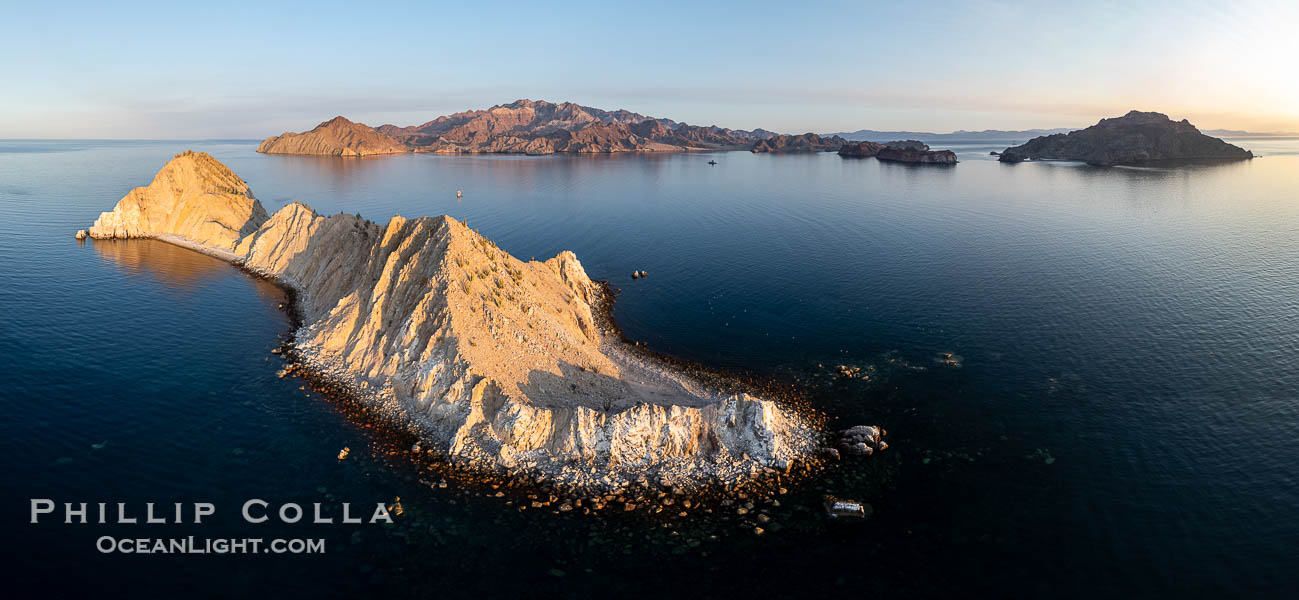 Isla Angel de la Guarda at Sunset, Aerial Photo, Sea of Cortez, Mexico.  Guardian Angel island is part of the Midriff Islands in Mexico's Sea of Cortez. Baja California, natural history stock photograph, photo id 40335