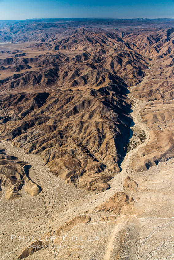 Jacumba Mountains and In-Ko-Pah Mountains, east of San Diego, showing erosion as the mountain ranges ends and meets desert habitat. California, USA, natural history stock photograph, photo id 27933