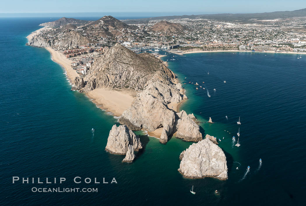 Aerial photograph of Land's End and the Arch, Cabo San Lucas, Mexico. Baja California, natural history stock photograph, photo id 28893