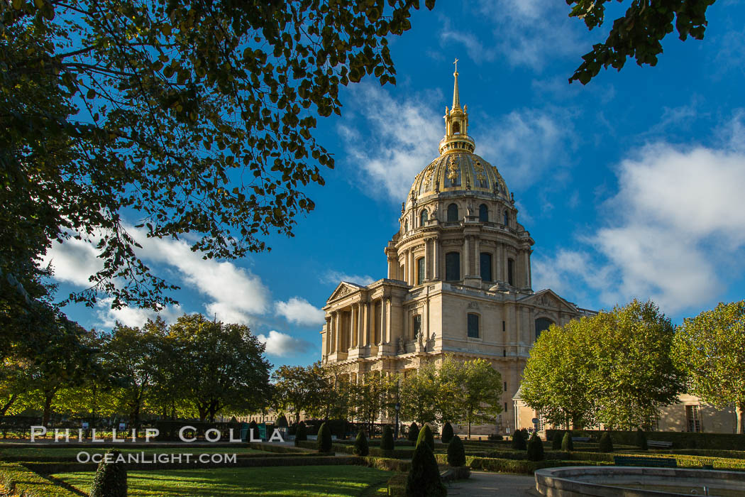 Les Invalides, officially known as L'Hotel national des Invalides (The National Residence of the Invalids), is a complex of buildings in the 7th arrondissement of Paris, France, containing museums and monuments, all relating to the military history of France, as well as a hospital and a retirement home for war veterans, the building's original purpose. Hotel National des Invalides, natural history stock photograph, photo id 28161