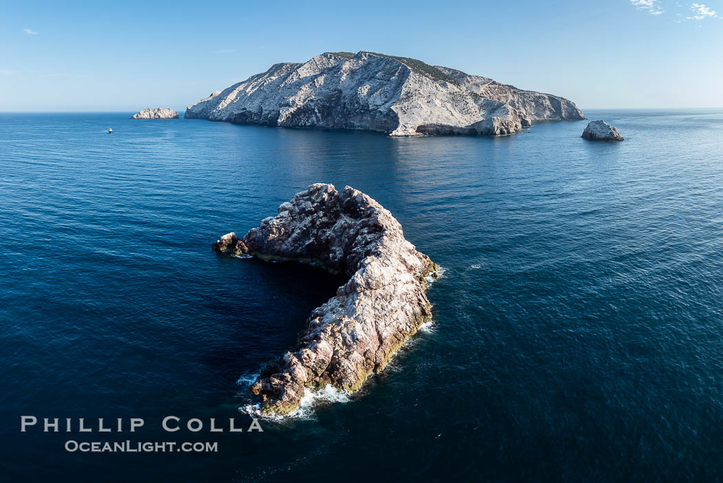 Offshore Islets of San Pedro Martir Island, Sea of Cortez. Small rocky islets around the larger Midriff Islands in the Sea of Cortez offer some of the best diving in the Sea of Cortez with a rich variety of invertebrate and fish life, Isla San Pedro Martir, Sonora, Mexico