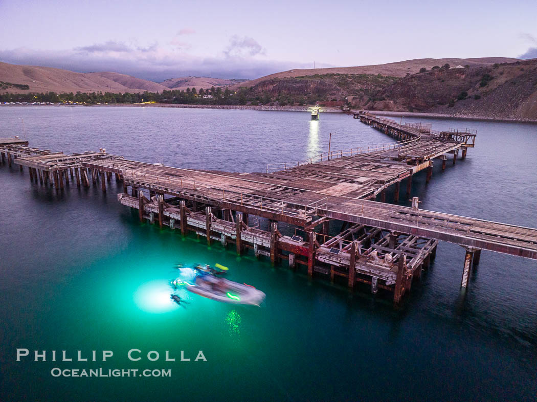 Rapid Bay Jetty Aerial Photo, South Australia.  The now-derelict jetty (wharf, pier) at Rapid Bay is famous for great SCUBA diving, including opportunities to see leafy sea dragons