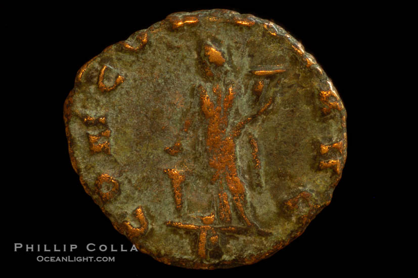 Roman emperor Quintillus (270 A.D.), depicted on ancient Roman coin (bronze, denom/type: Antoninianus)., natural history stock photograph, photo id 06824