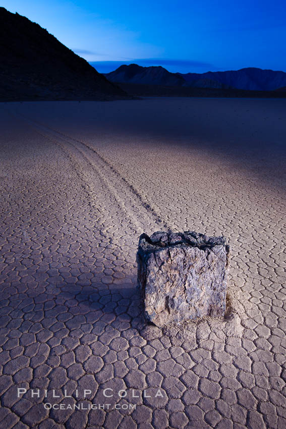 Sailing stone at dawn, Racetrack Playa, Death Valley National Park